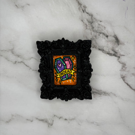 Original Mini Rectangle Framed Painting - Undead Coffin