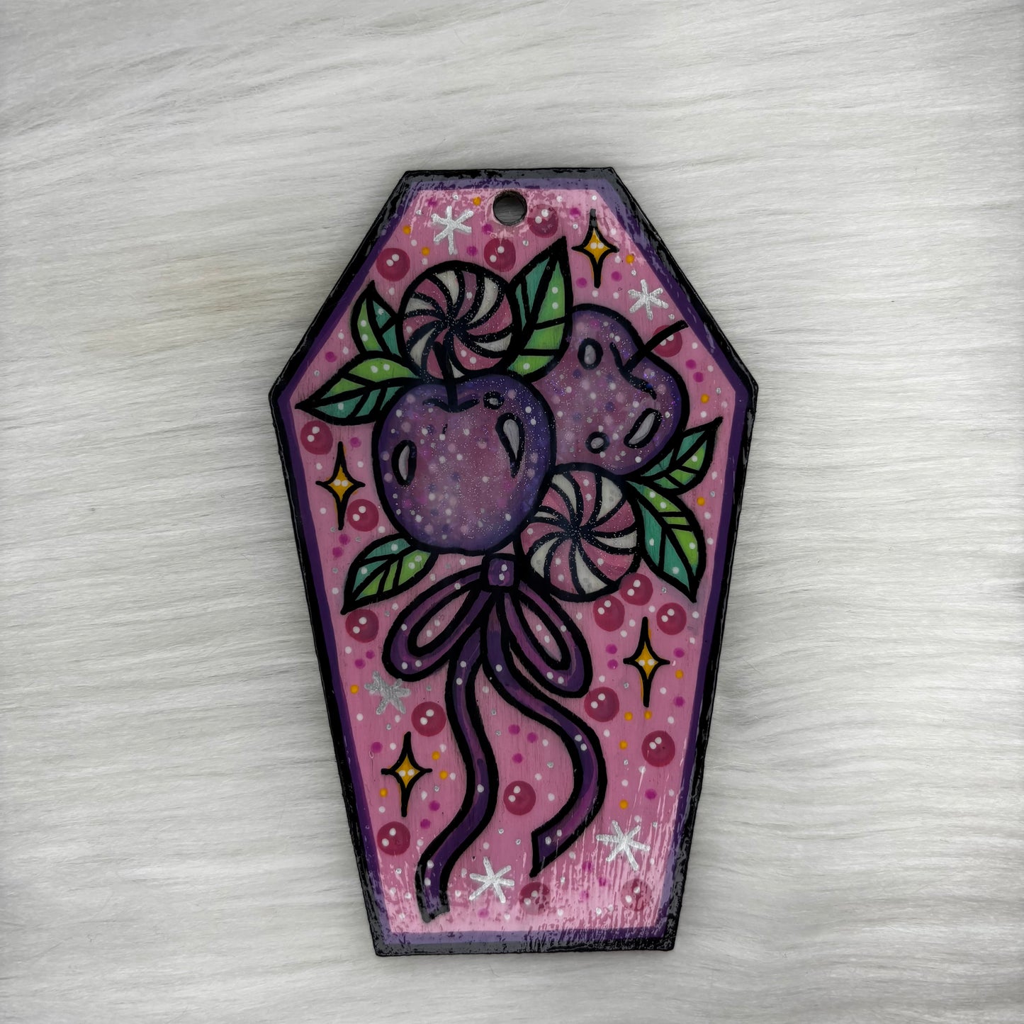 Sugar Plums Hand Painted Ornament Coffin