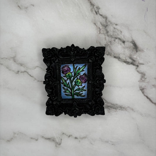 Original Mini Rectangle Framed Painting - Thistles